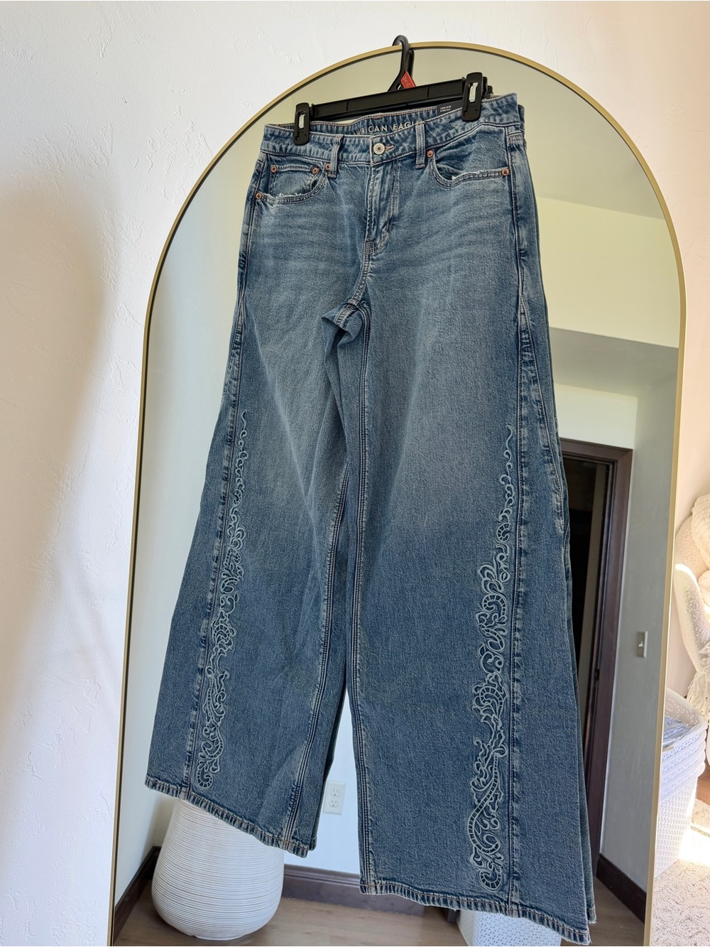 American Eagle Embroidered Ultra Wide-Leg Jeans